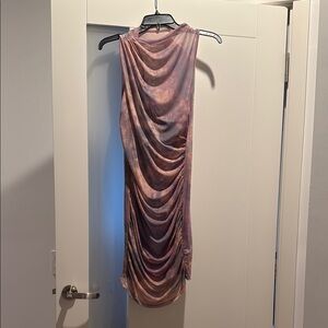 Zara Pink Asymmetrical Ruched Bodycon Dress